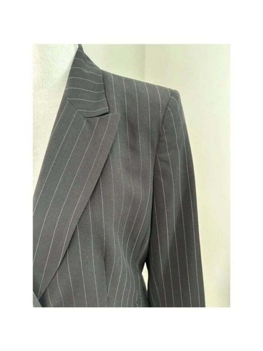 Kasper Petite 2-Piece Skirt Suit - Black & Pink Stripe with Lace Size 12P